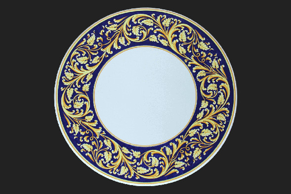 tavolo-circolare-ornato-giallo-fondo-blu